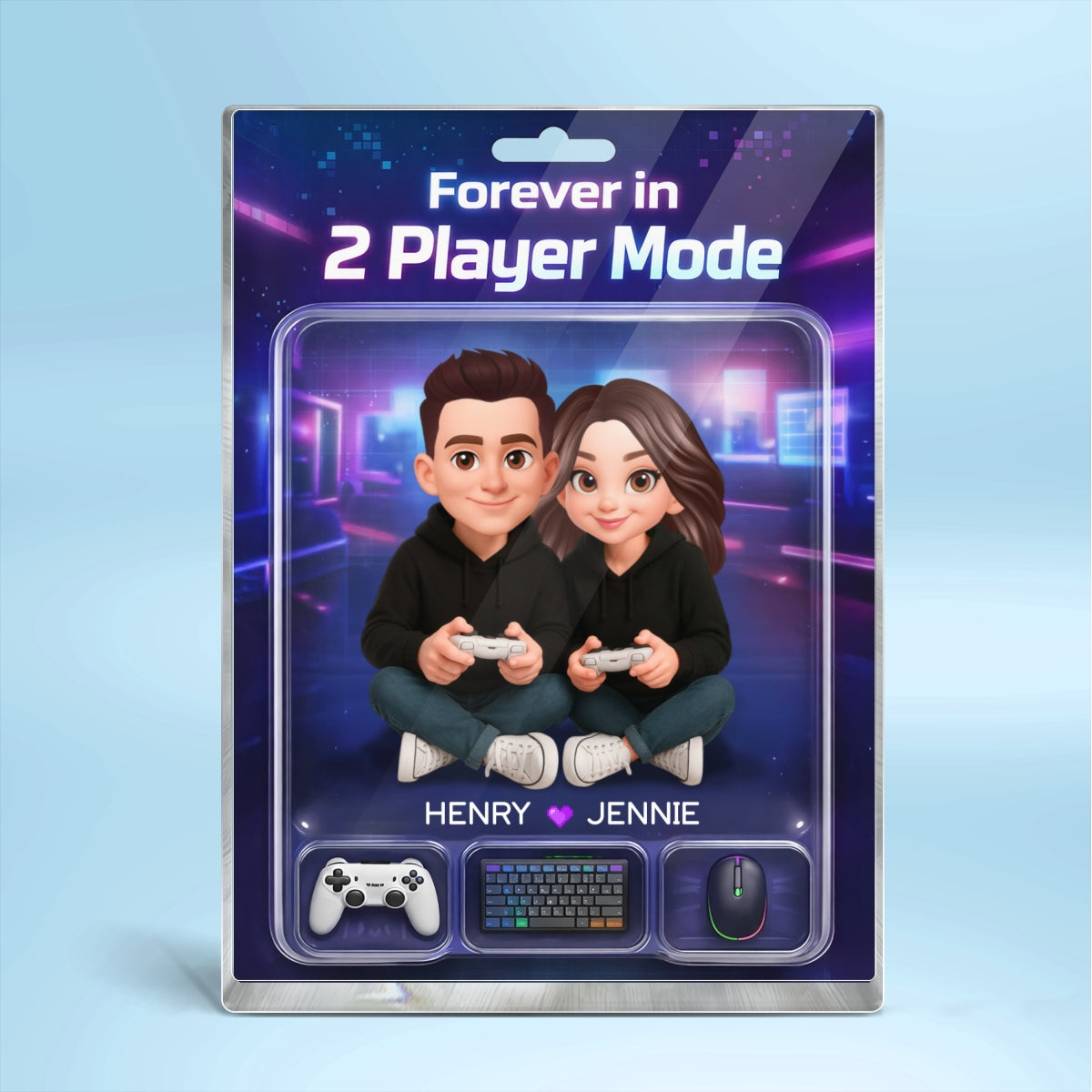 Forever In 2 Player Mode Gaming Couple - Personalized Acrylic Block Plaque - Heartfelt Valentine, Anniversary Gift For Gamers, For Him, For Her