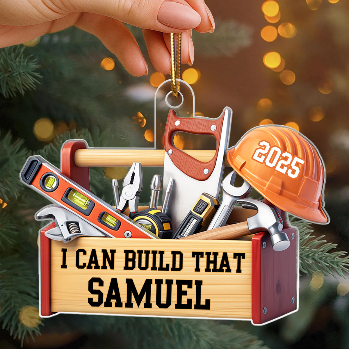 Custom Carpenter Mr Fix it I Can Build That - Personalized Acrylic Ornament - Christmas Gift for Handyman, Woodworker
