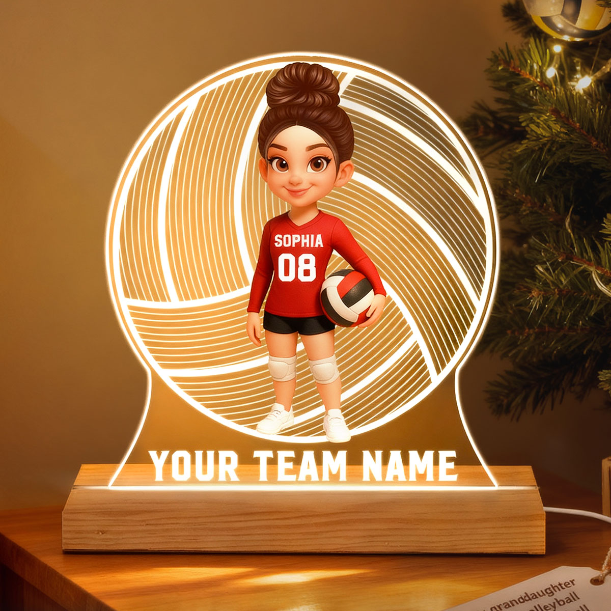 Volleyball 3D Illusion With Name - Personalize LED Night Light - Gift For Granddaughter, Daughter, Volleyball Lover
