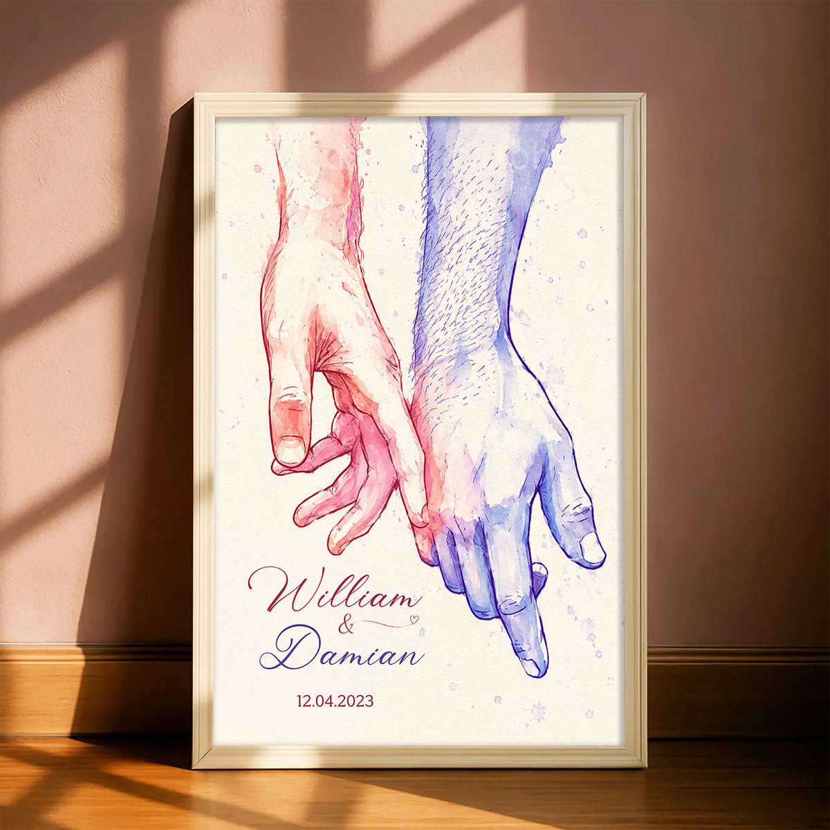 Couple Hands Wall Art - Personalized Poster - Wedding Anniversary Gift for Him, Gift for Her