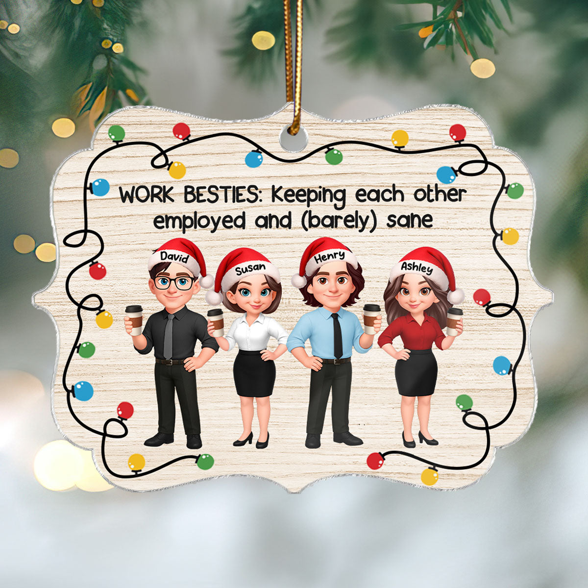 Work Besties Keeping Each Other Employed - Personalized Acrylic Ornament - Funny Gift For Work Besties, Colleagues