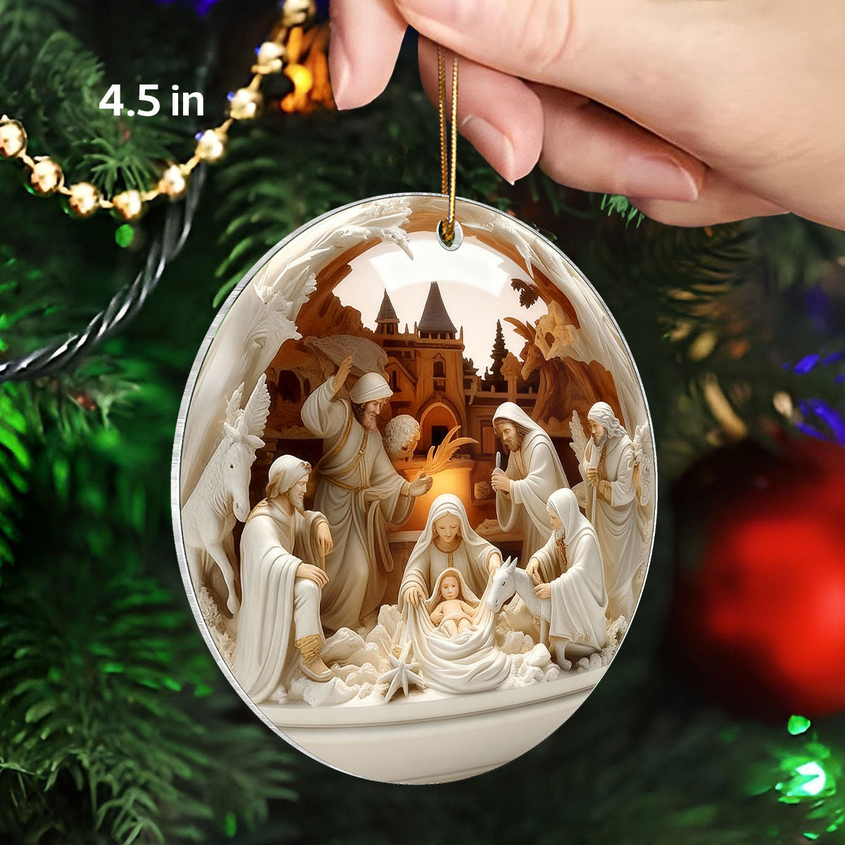 3D Effect Nativity Scene The Greatest Gift of All Religious Ornament - Acrylic Ornament