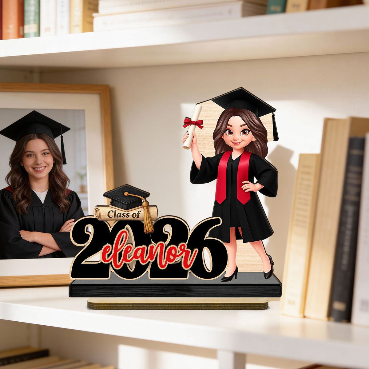 Class Of 2026 2027 Senior With Name 2D Flat - Personalized 2-Layered Wooden Plaque - Graduation Gift For Graduates, Daughter, Son