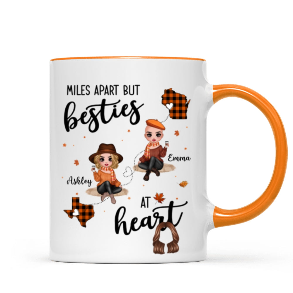 Fall Season Plaid Long Distance Doll Besties Personalized Mug