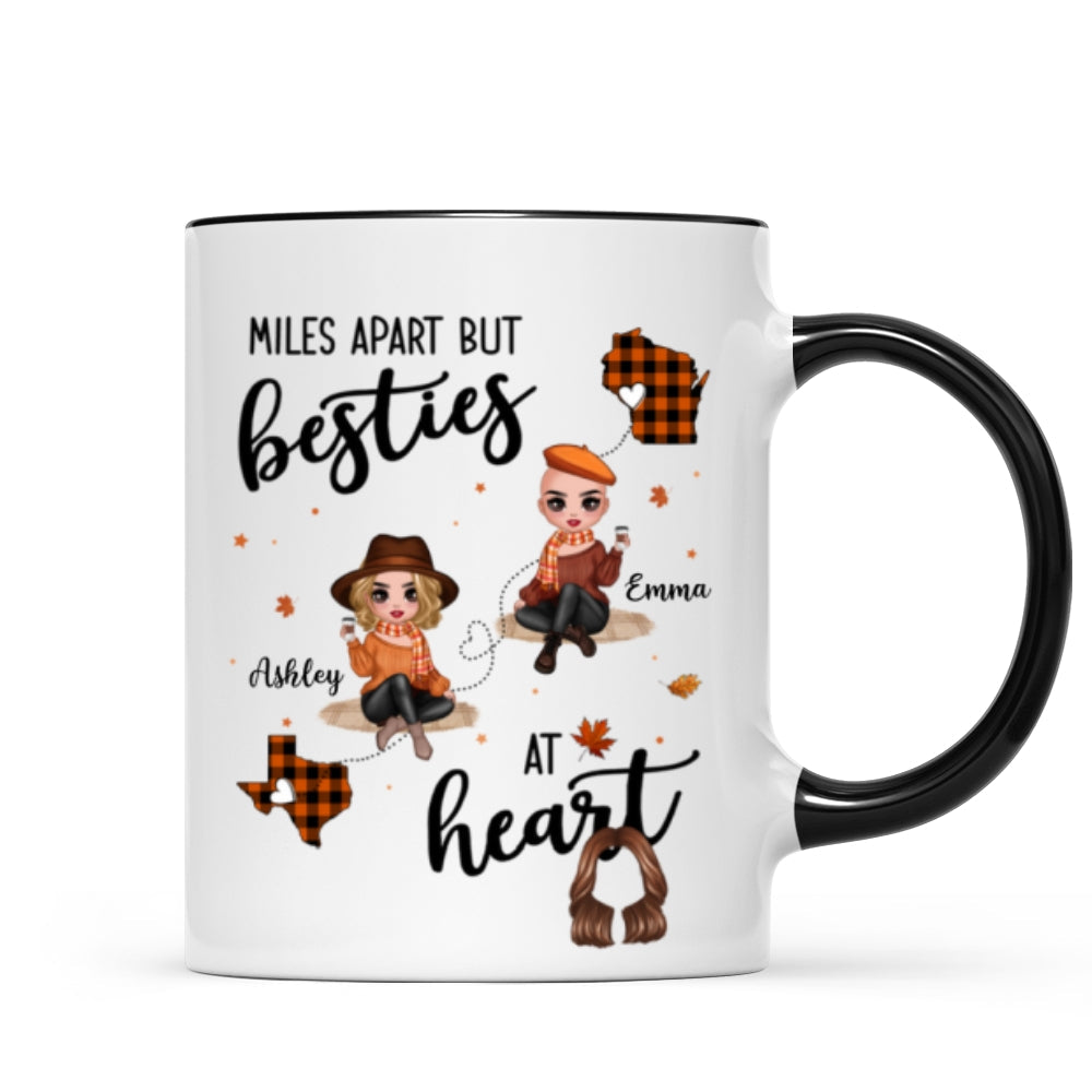 Fall Season Plaid Long Distance Doll Besties Personalized Mug