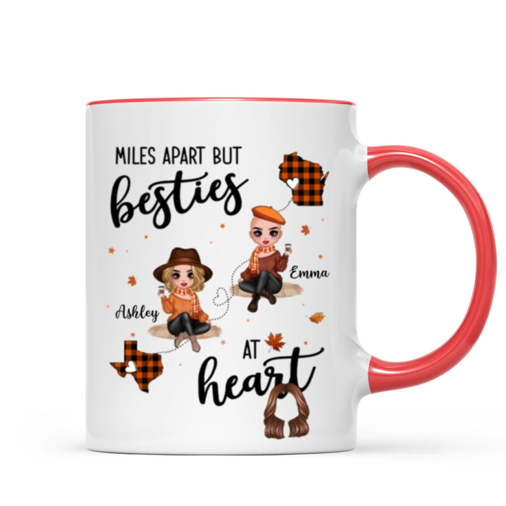 Fall Season Plaid Long Distance Doll Besties Personalized Mug