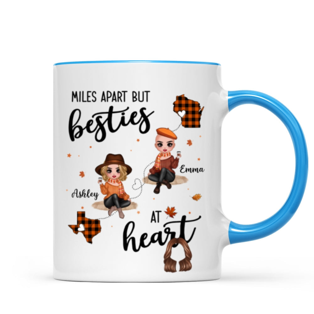 Fall Season Plaid Long Distance Doll Besties Personalized Mug