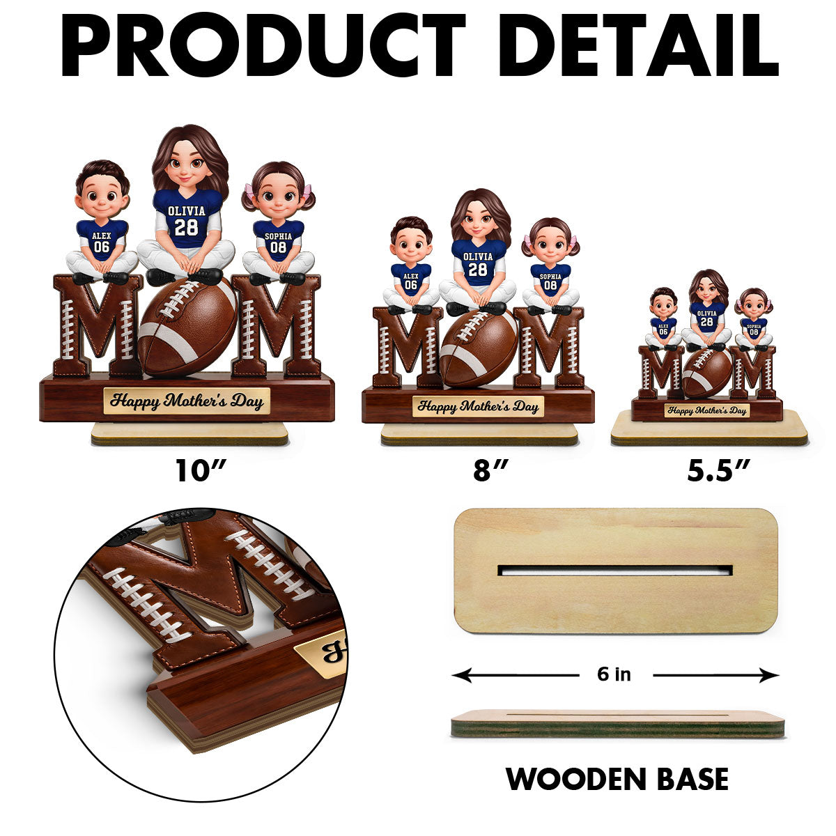 American Football We Scored A Touchdown Getting You As Mom - Personalized 2-Layered Wooden Plaque - Mother's Day Gift For Mom