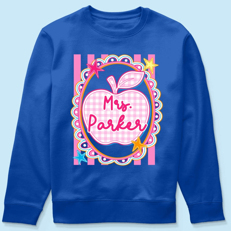 Preppy Apple Teacher Custom Name - Personalized Shirt - Back To School Gift for Teachers