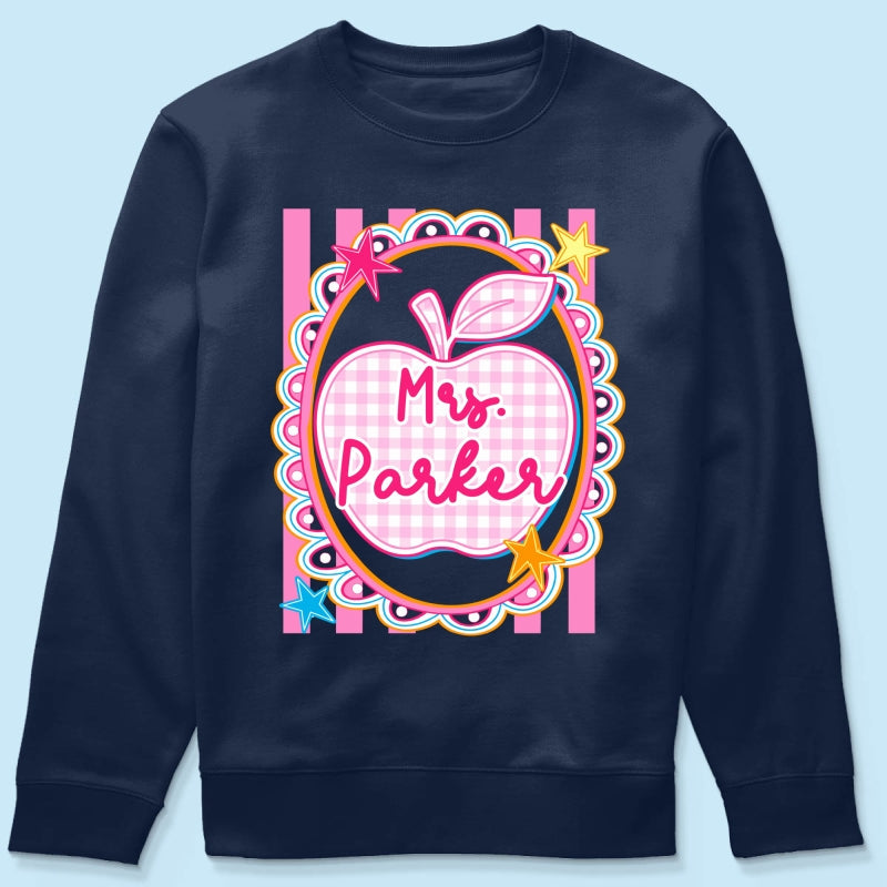 Preppy Apple Teacher Custom Name - Personalized Shirt - Back To School Gift for Teachers