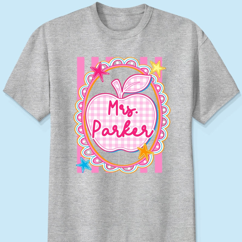 Preppy Apple Teacher Custom Name - Personalized Shirt - Back To School Gift for Teachers