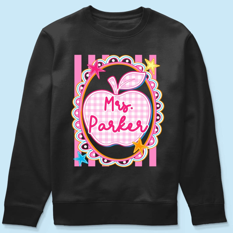 Preppy Apple Teacher Custom Name - Personalized Shirt - Back To School Gift for Teachers