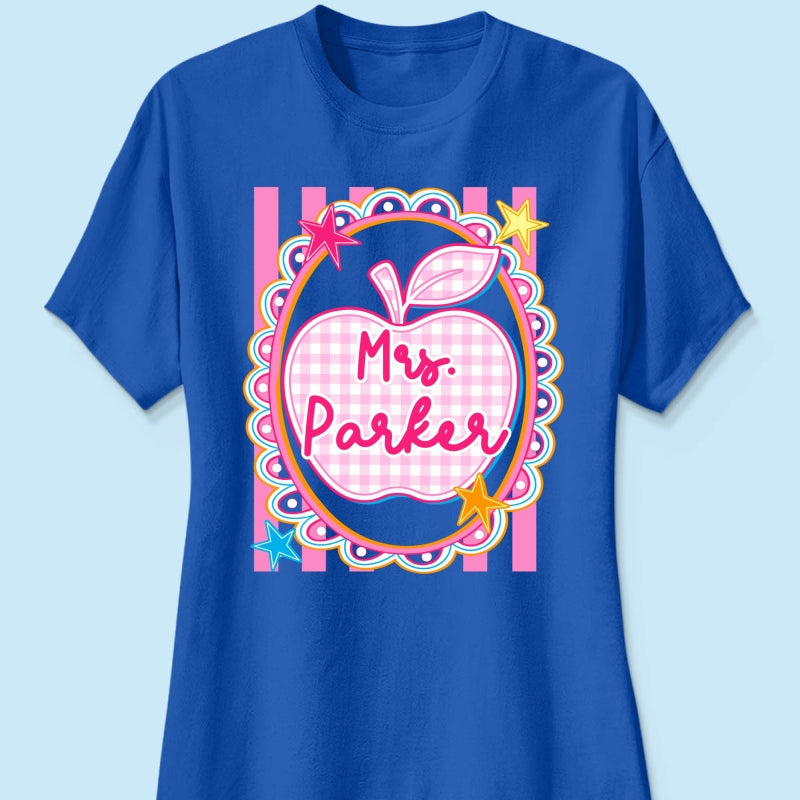 Preppy Apple Teacher Custom Name - Personalized Shirt - Back To School Gift for Teachers
