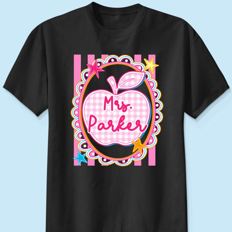 Preppy Apple Teacher Custom Name - Personalized Shirt - Back To School Gift for Teachers