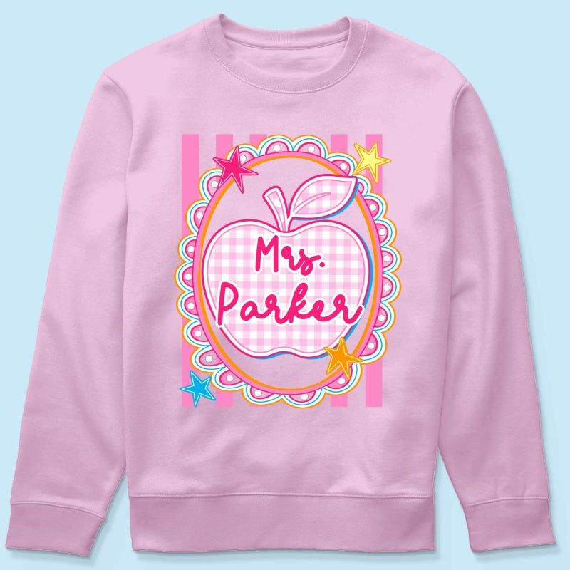 Preppy Apple Teacher Custom Name - Personalized Shirt - Back To School Gift for Teachers