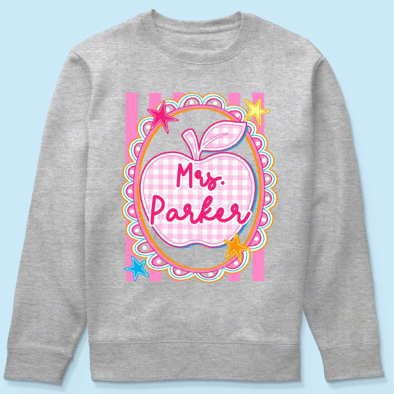 Preppy Apple Teacher Custom Name - Personalized Shirt - Back To School Gift for Teachers