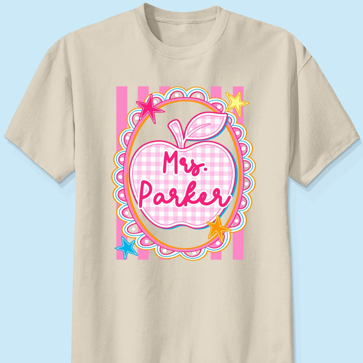 Preppy Apple Teacher Custom Name - Personalized Shirt - Back To School Gift for Teachers