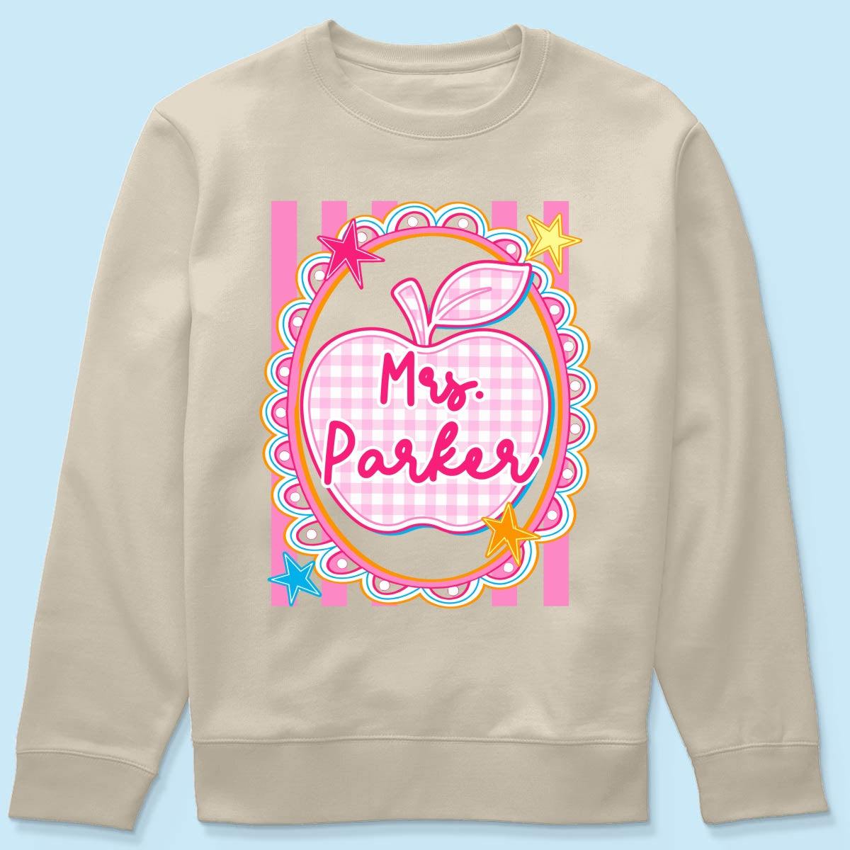 Preppy Apple Teacher Custom Name - Personalized Shirt - Back To School Gift for Teachers