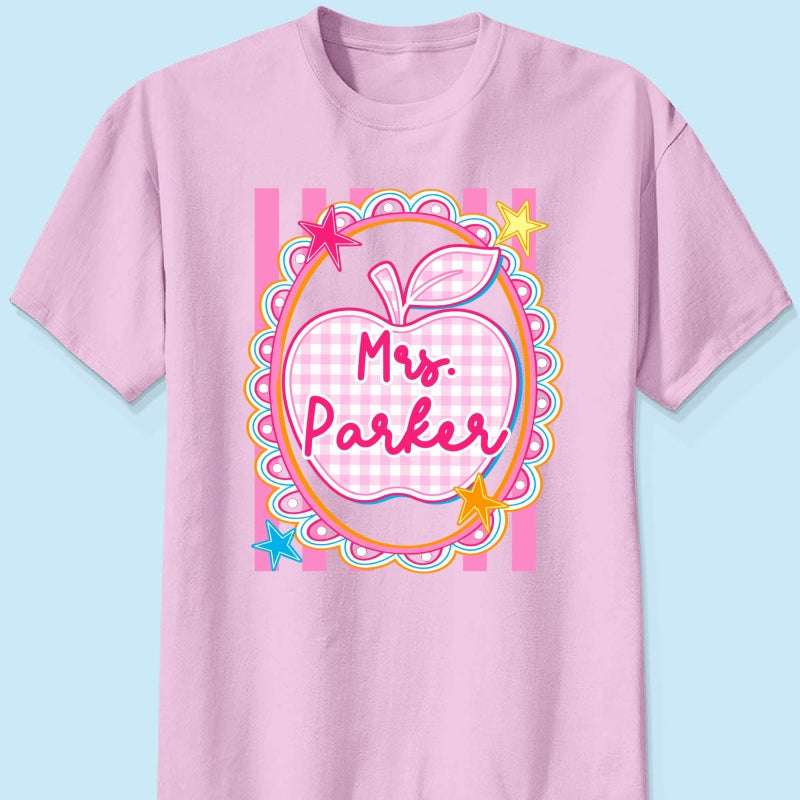 Preppy Apple Teacher Custom Name - Personalized Shirt - Back To School Gift for Teachers