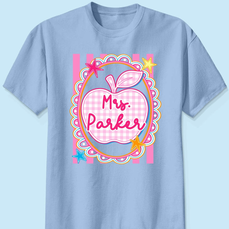 Preppy Apple Teacher Custom Name - Personalized Shirt - Back To School Gift for Teachers