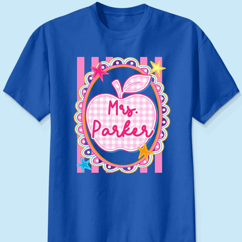 Preppy Apple Teacher Custom Name - Personalized Shirt - Back To School Gift for Teachers
