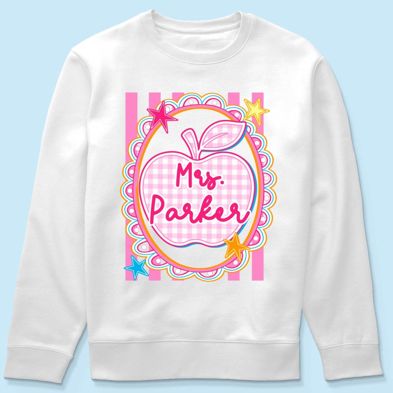 Preppy Apple Teacher Custom Name - Personalized Shirt - Back To School Gift for Teachers