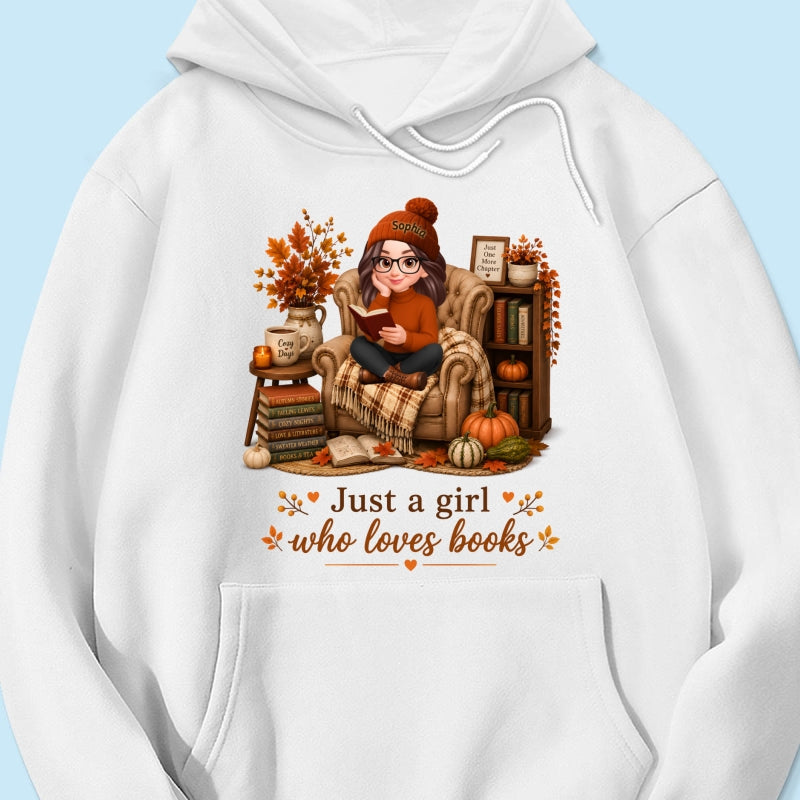 Cozy Reading Books Coffee Girl - Personalized Shirt - Fall Season Gift, Gift For Book Lovers