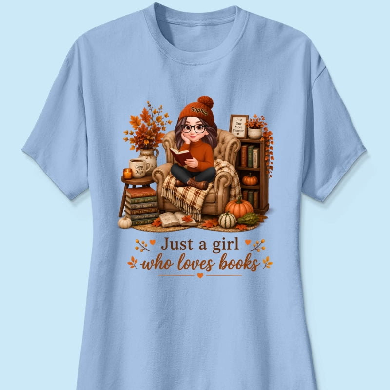 Cozy Reading Books Coffee Girl - Personalized Shirt - Fall Season Gift, Gift For Book Lovers