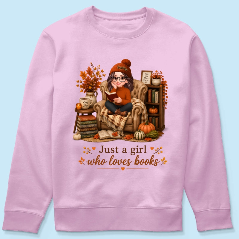 Cozy Reading Books Coffee Girl - Personalized Shirt - Fall Season Gift, Gift For Book Lovers