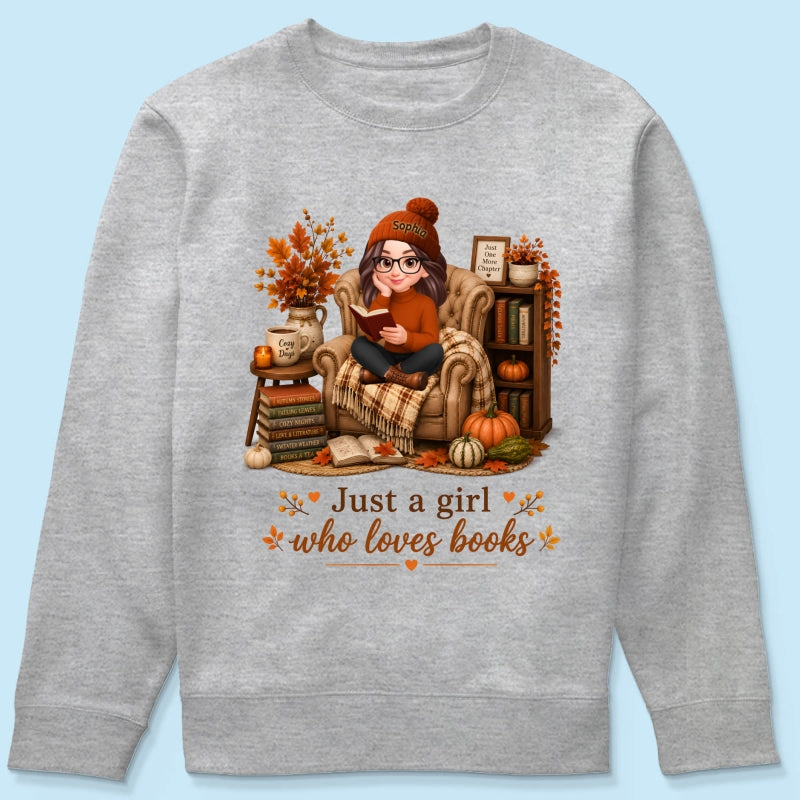 Cozy Reading Books Coffee Girl - Personalized Shirt - Fall Season Gift, Gift For Book Lovers