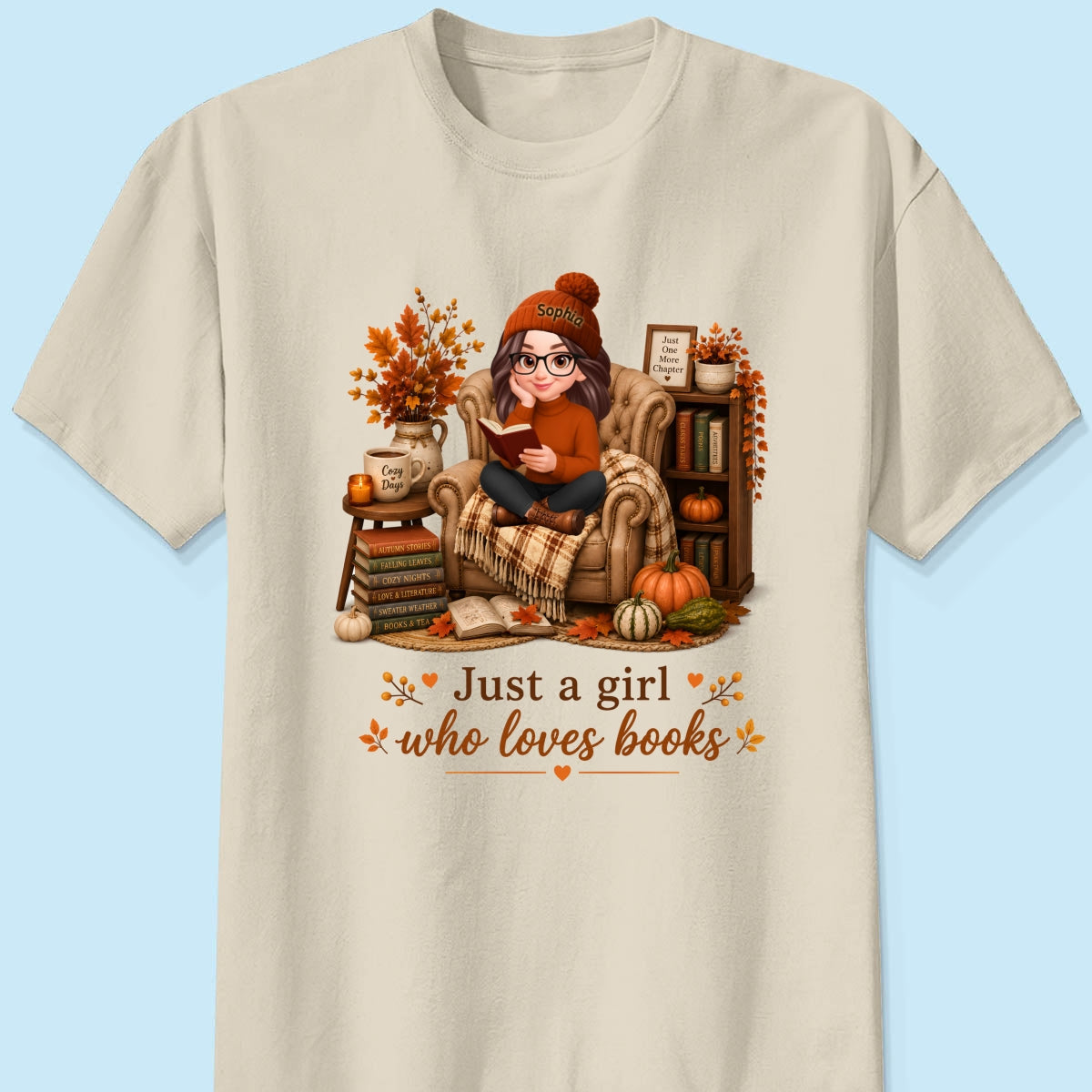 Cozy Reading Books Coffee Girl - Personalized Shirt - Fall Season Gift, Gift For Book Lovers