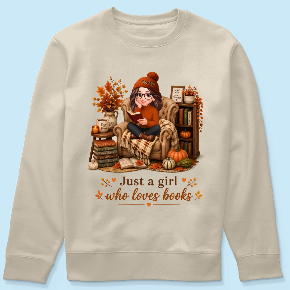 Cozy Reading Books Coffee Girl - Personalized Shirt - Fall Season Gift, Gift For Book Lovers