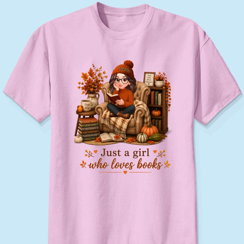 Cozy Reading Books Coffee Girl - Personalized Shirt - Fall Season Gift, Gift For Book Lovers