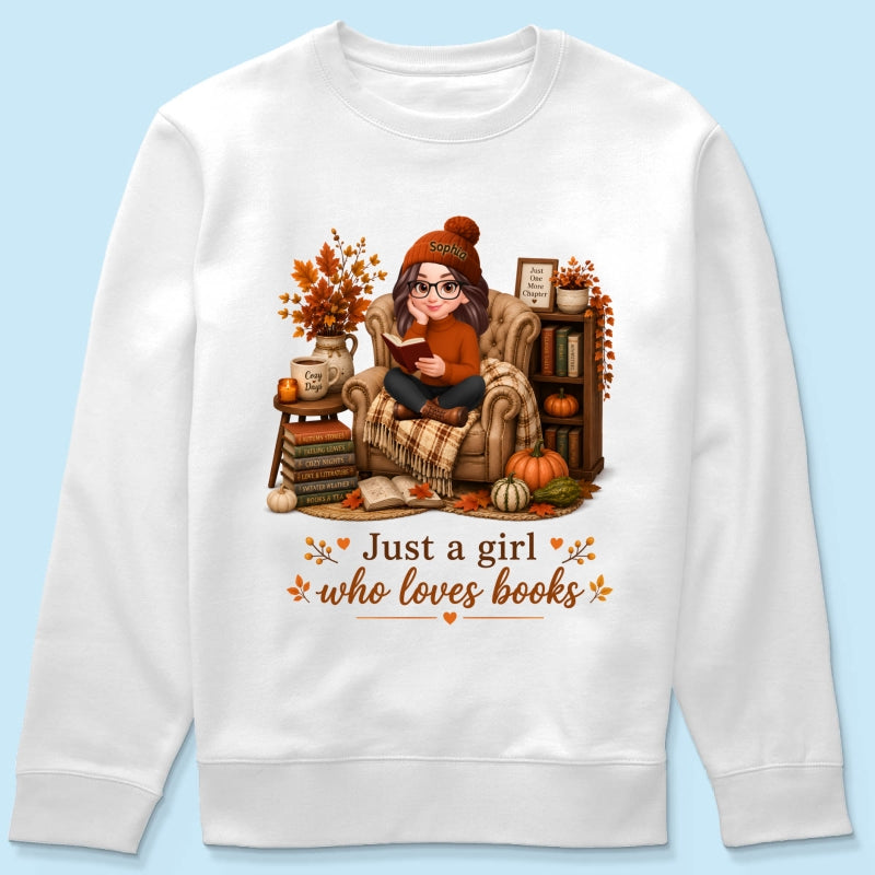 Cozy Reading Books Coffee Girl - Personalized Shirt - Fall Season Gift, Gift For Book Lovers