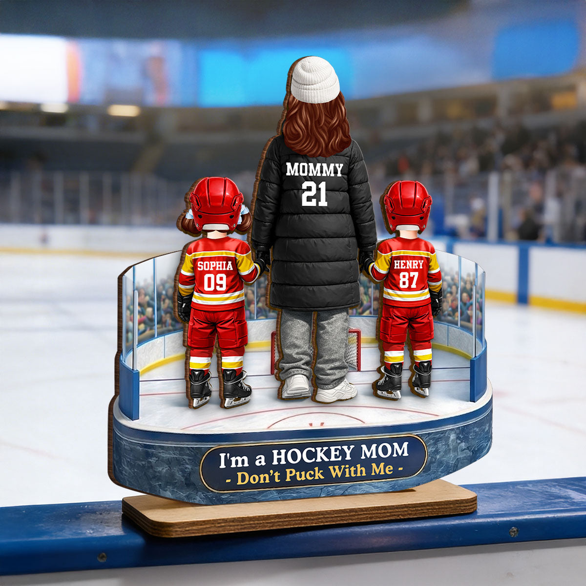 I'm A Hockey Mom Don't Puck With Me - Personalized 2-Layered Wooden Plaque - Gift For Hockey Mom