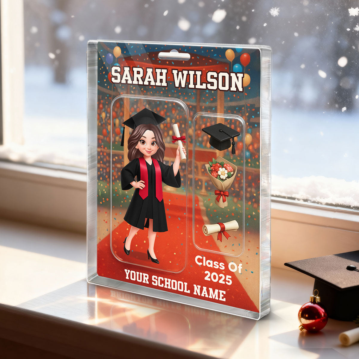 3D Effect Graduation Custom Figure Style - Personalized Acrylic Block Plaque - Christmas Gift For Graduates