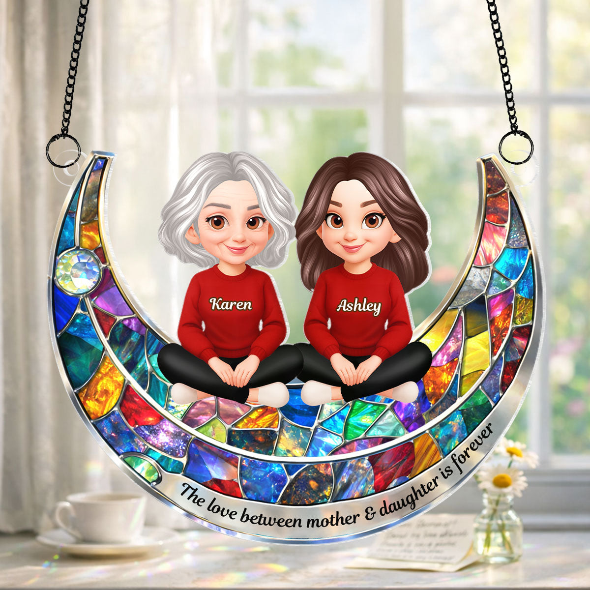 The Love Between Mother & Daughter Son is Forever - Personalized Suncatcher - Heartfelt Gift for Mom