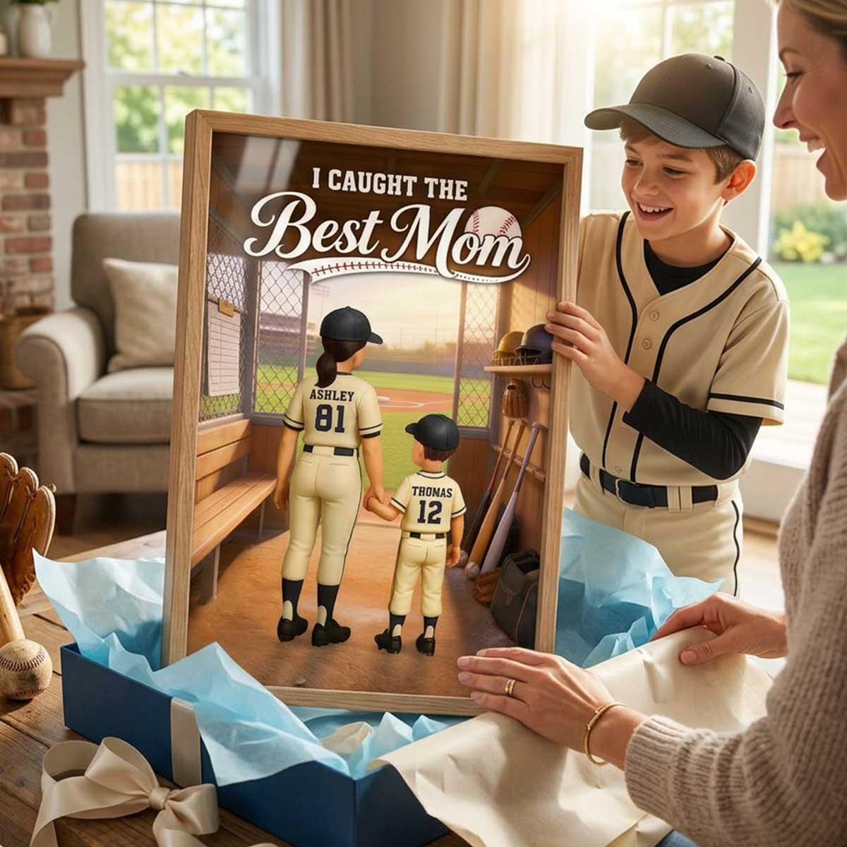 We Caught The Best Mom Baseball Dugout - Personalized Poster - Mother's Day Gift For Baseball Mom