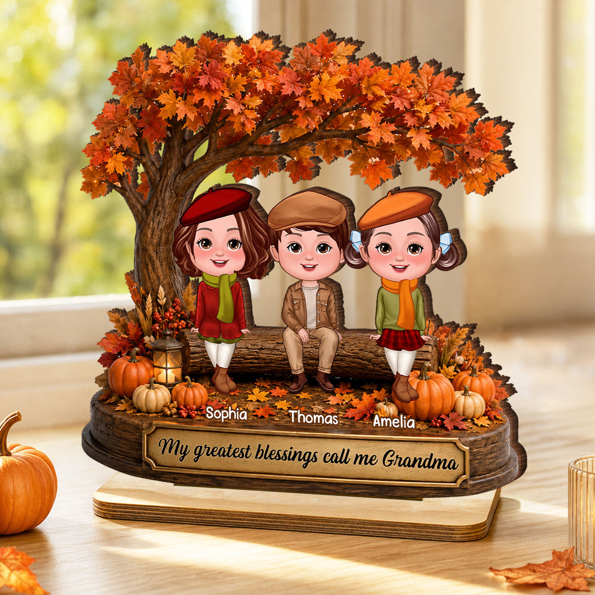 My Greatest Blessings Call Me Grandma - Personalized 2-Layered Wooden Plaque - Fall Season Gift, Gift For Grandma