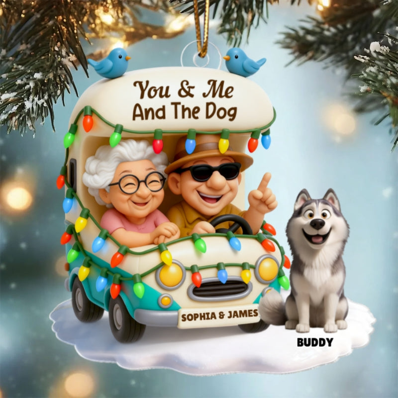 You & Me And The Dogs Let's Go Camping - Personalized Acrylic Ornament - Christmas Gift For Him, For Her, For Couple