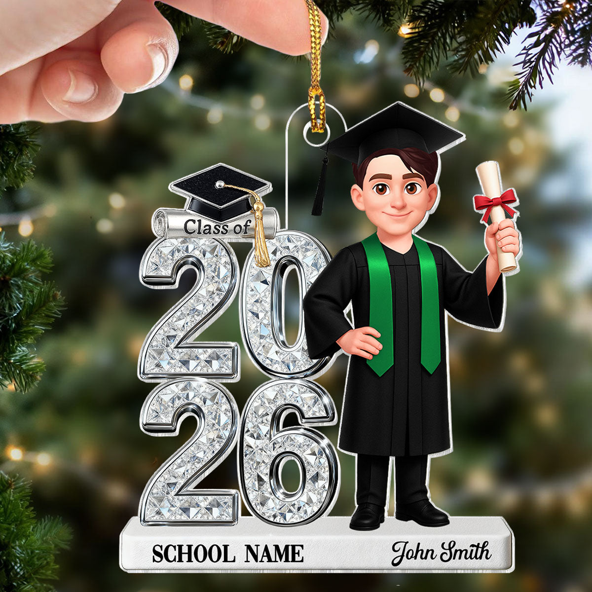3D Shiny Effect Class Of 2025 2026 Senior - Personalized Acrylic Ornament - Gift For Graduates, Daughter, Son