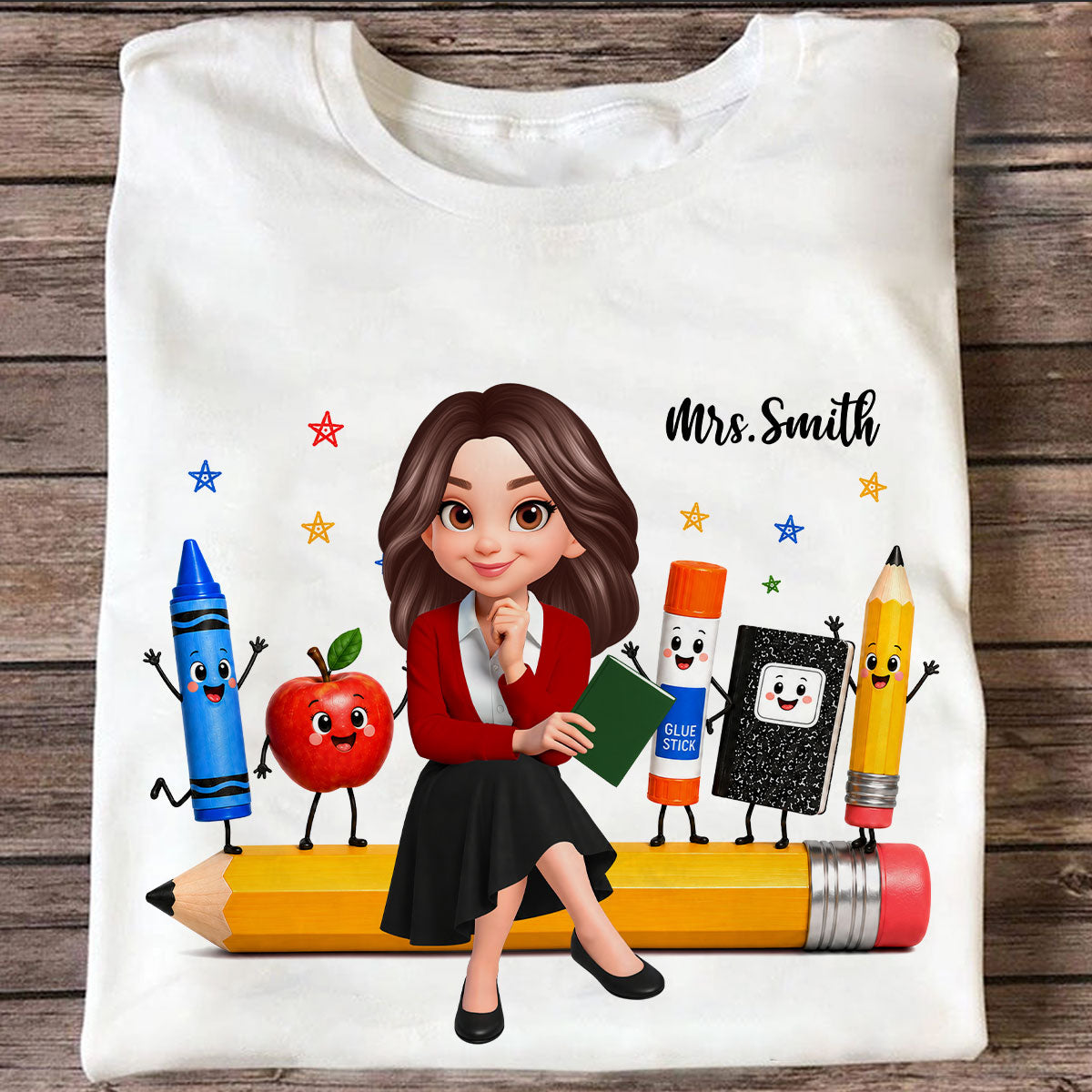 Funny Teacher Life Happy School Supplies Friends - Personalized Shirt - Back To School Gift For Teacher