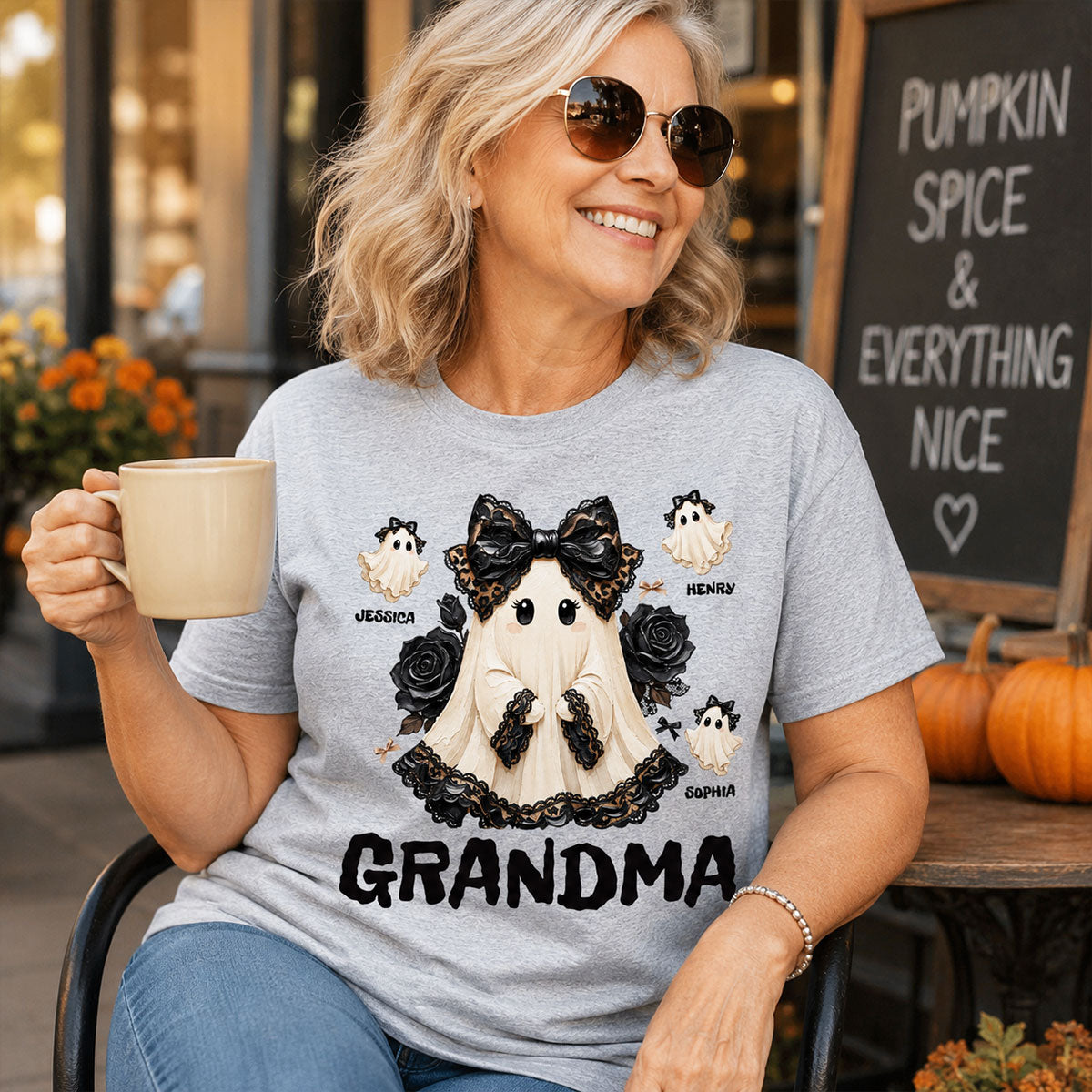 Trendy Boo Grandma Halloween - Personalized Shirt - Gift For Grandma, Nana