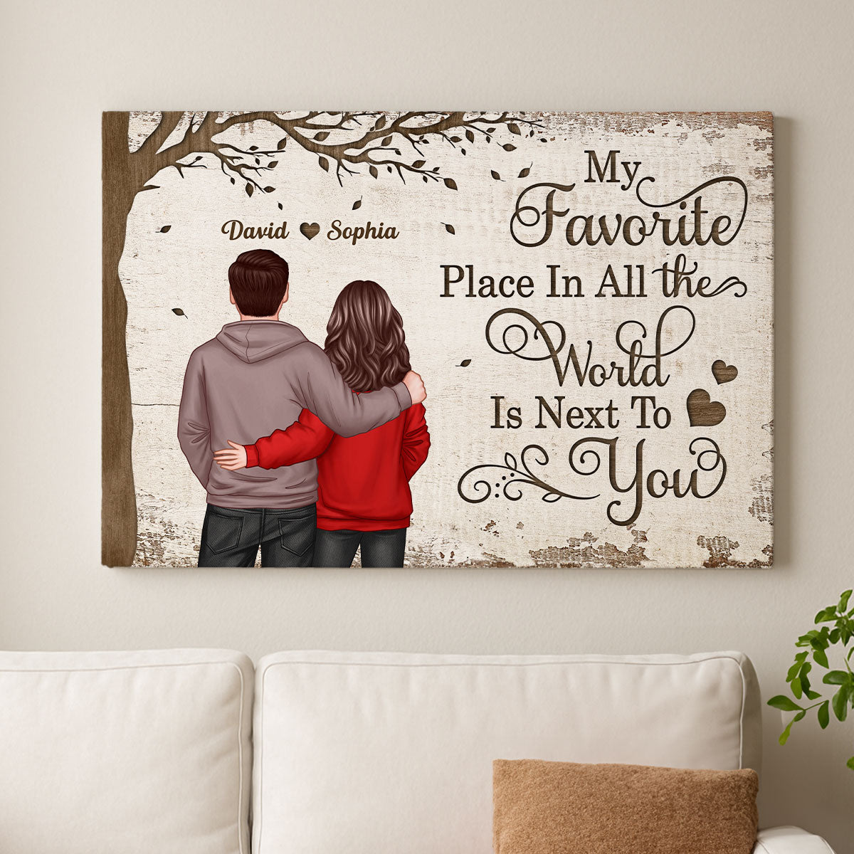 Favorite Place In The World Couple Back View - Personalized Canvas - Anniversary Gift For Him, Gift For Her