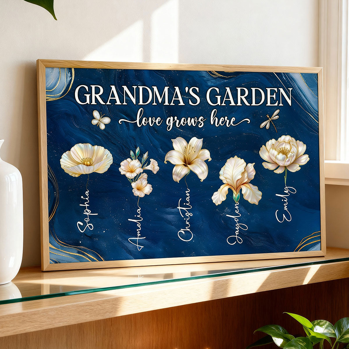 Grandma's Garden 3D Effect Birth Month Flowers - Personalized Poster - Christmas, Birthday, Mother's Day Gift For Grandma