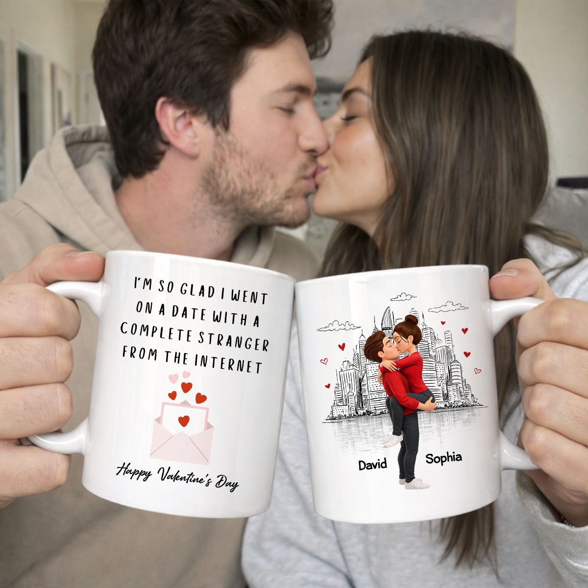 I'm So Glad I Went on a Date with a Complete Stranger - Personalized Mug - Sentimental Valentine's Day Gift for Her