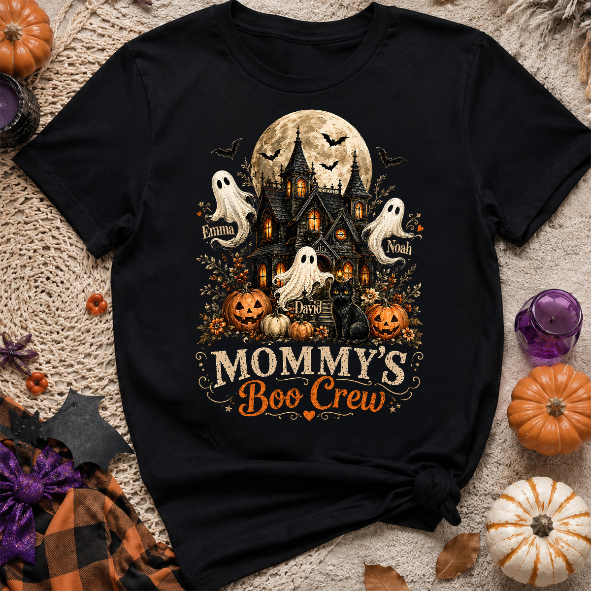 Mommy's Boo Crew Halloween Haunted House - Personalized Shirt - Gift for Mom, Wife