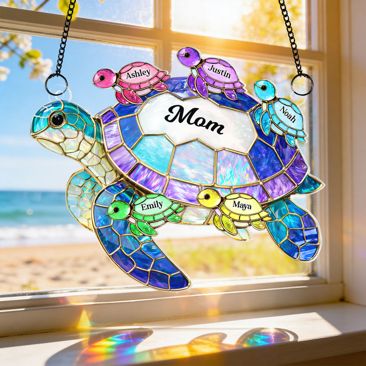 Turtle Mom Grandma - Personalized Suncatcher - Heartfelt Mother's Day Gift for Mom, Grandma, Wife