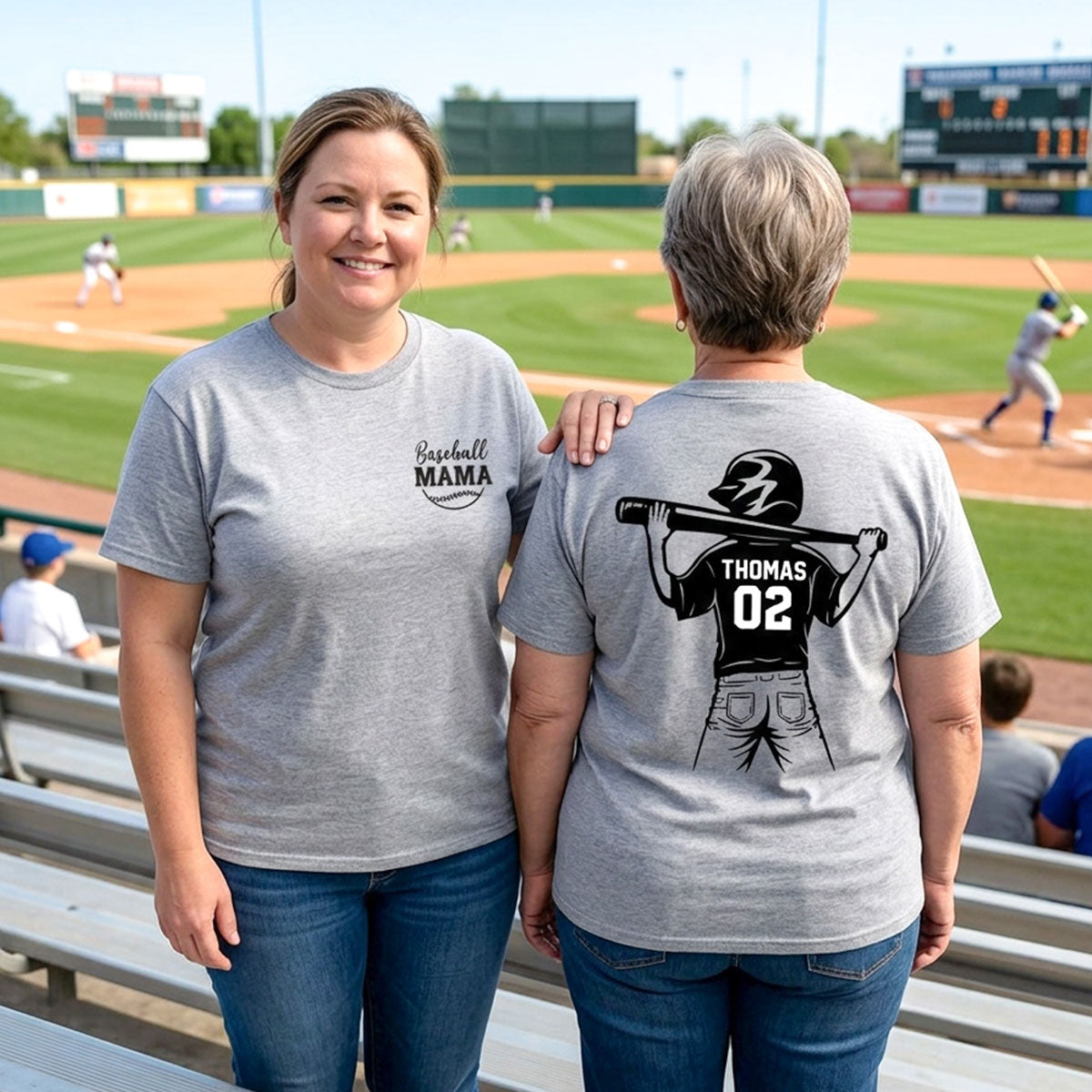 Baseball Mom Grandma - Personalized Double Sided Shirt - Game Day Baseball Little League