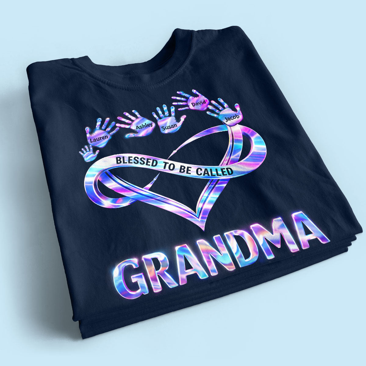 Blessed to be Called Grandma Mom with Kids' Handprint - Personalized Shirt - Sentimental Gift for Grandma, Mom